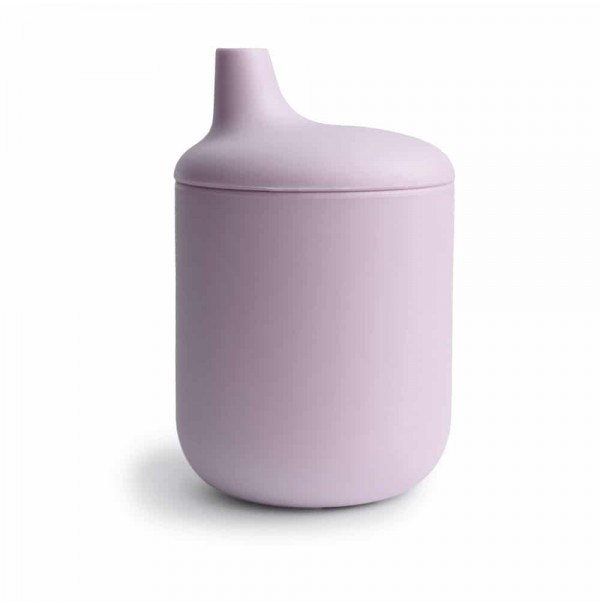 Mushie silikónový pohárik s náustkom - Soft Lilac fialová